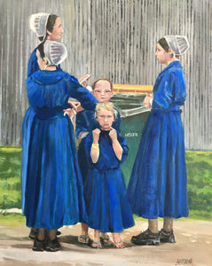 Ladies In Blue, 16 x 12" oil