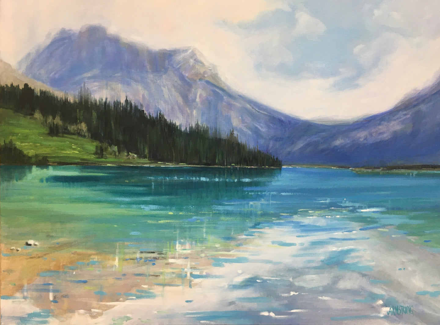 Emerald Lake Jewels, 30 x 40” oil, SOLD by Lineham House Gallery