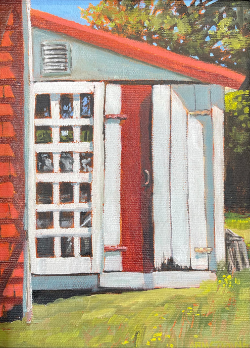 Red Shed, 8 x 6” oil